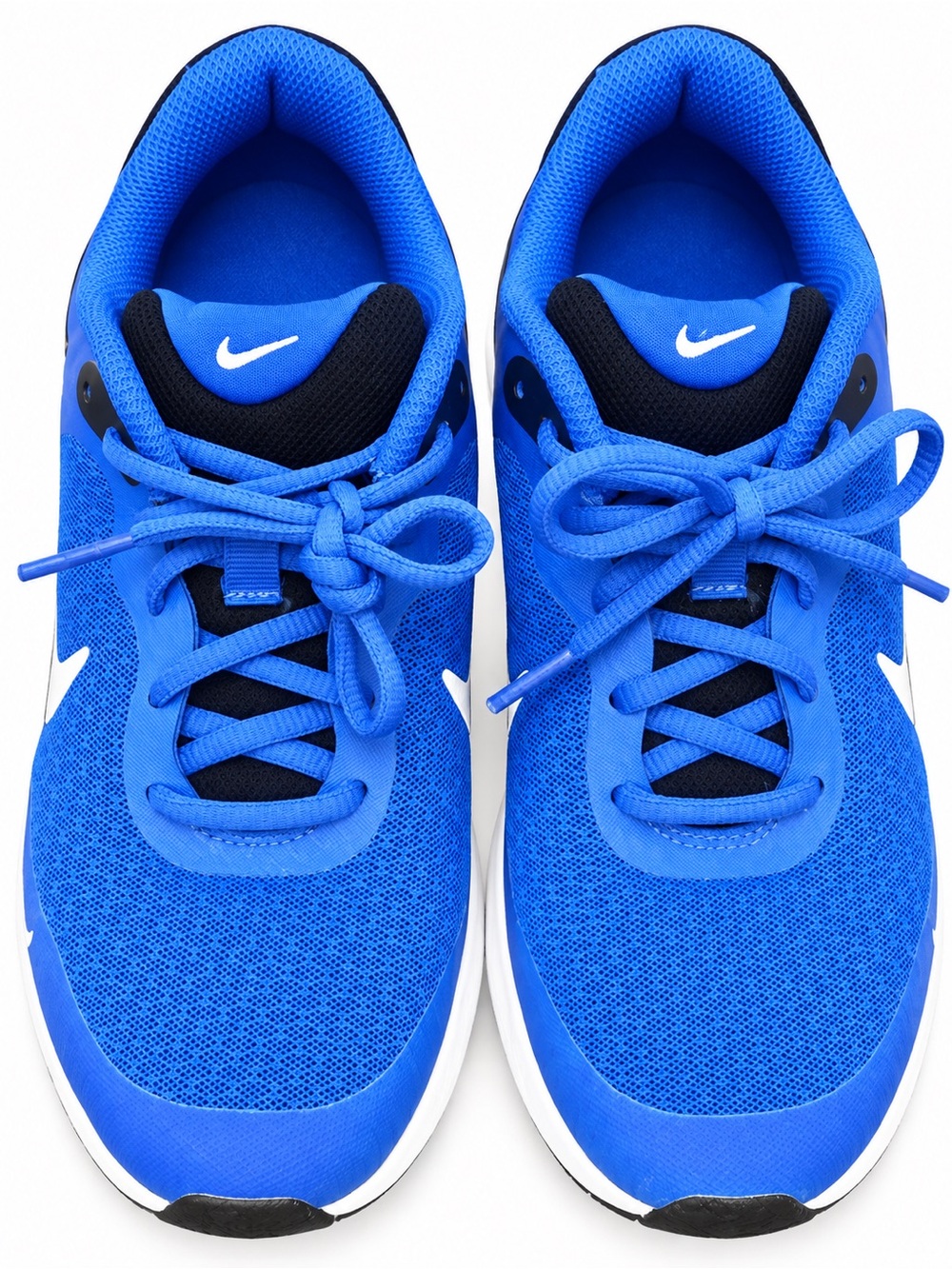 Nike Kids Bright Blue Mesh Lace-Up Sneakers with White Swoosh